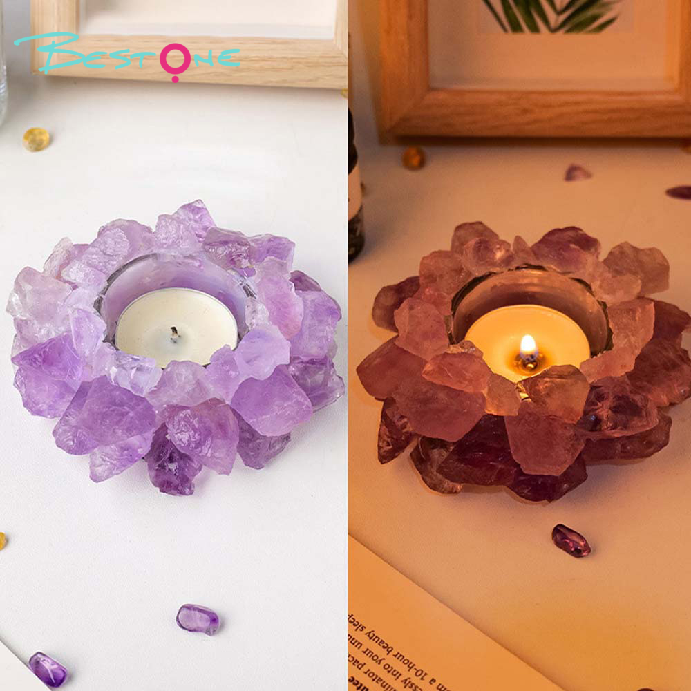 Crystal Glow Series – Raw Stone Candle Holders