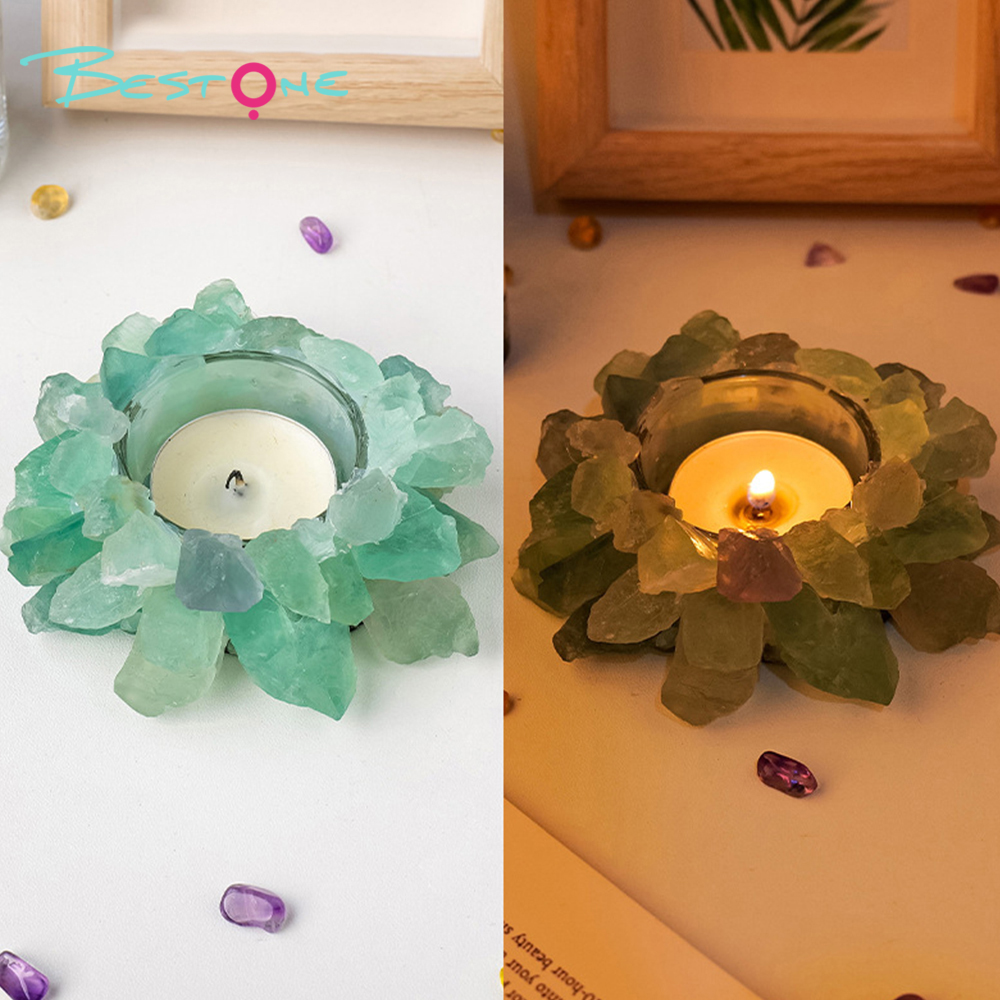 Crystal Glow Series – Raw Stone Candle Holders