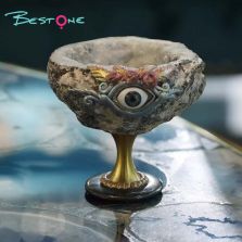 Holy Grail Geode Ornament – Evil Eye – Raw Stone Diameter 6–8cm, Height 6.5cm, 250–300g