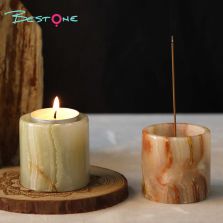 Striped Afghan Jade Candle Holder – 5cm Height, 4cm DiameterStriped Afghan Jade Candle Holder – 5cm Height, 4cm Diameter