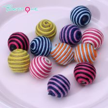 15mm Striped Yarn-Wrapped Beads – Mixed Color Series