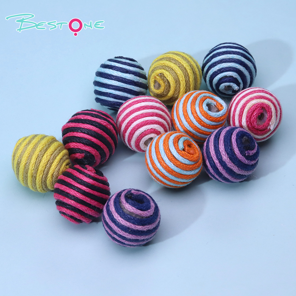 15mm Striped Yarn-Wrapped Beads – Mixed Color Series