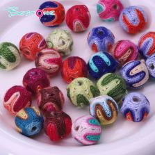 14mm Wavy Multicolor Yarn-Wrapped Beads – Stripe Blend Collection