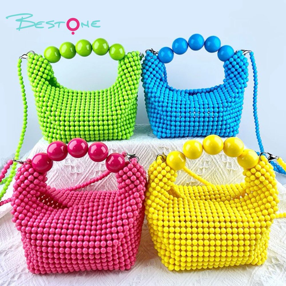Customizable Woven Beaded Handbag – Pillow Shape – 15×7×12cm – Multiple Colors Available