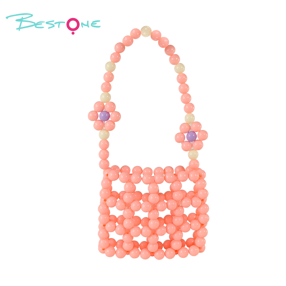 Mini Hollow Grid Floral Beaded Handbag – Handwoven Acrylic – Custom Colors Available – 10×3.5×8cm