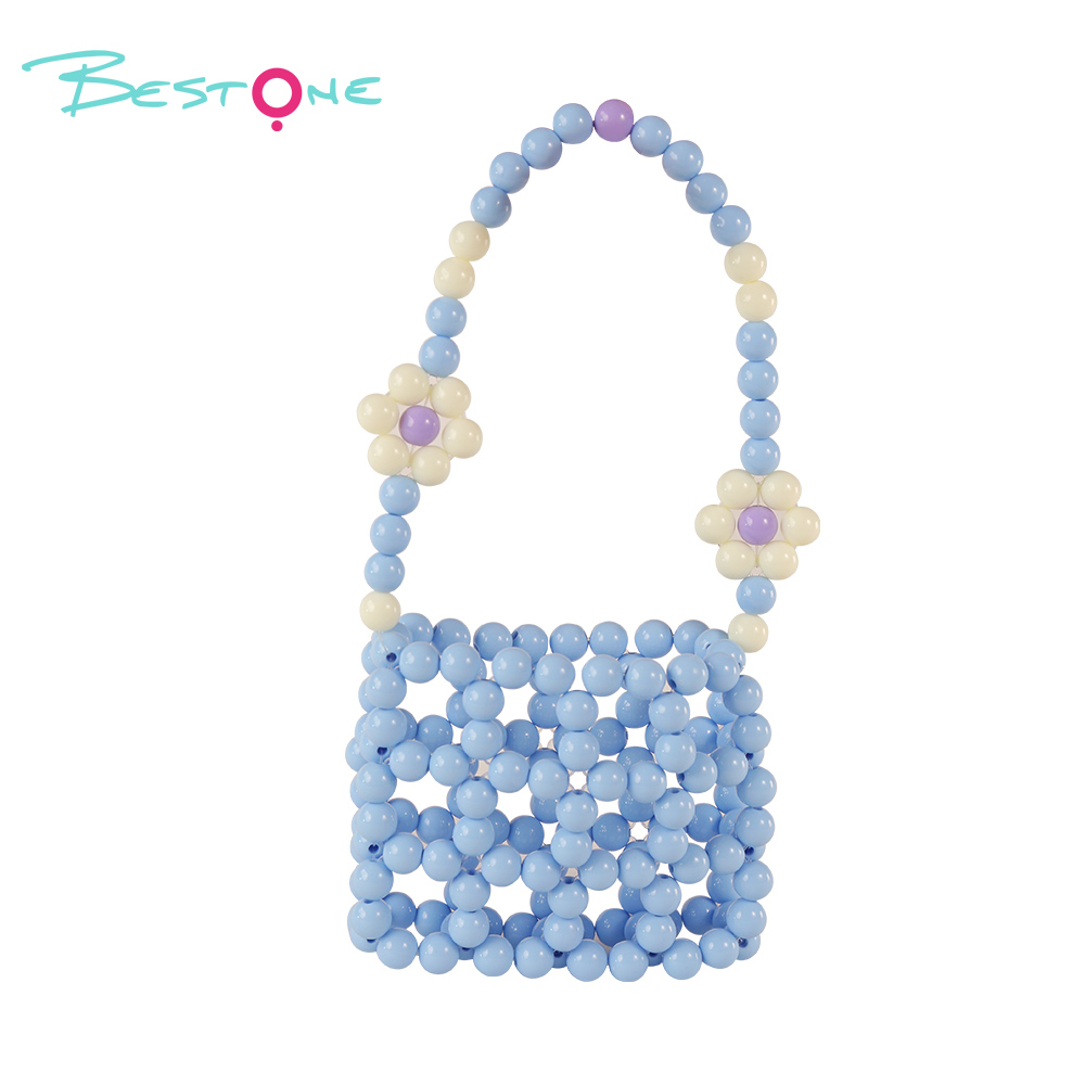 Mini Hollow Grid Floral Beaded Handbag – Handwoven Acrylic – Custom Colors Available – 10×3.5×8cm