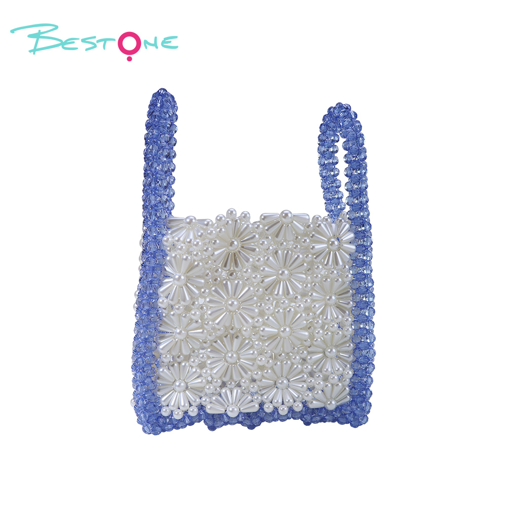 Colorblock Small Daisy Pearl Handwoven Beaded Handbag – 24×6×14cm