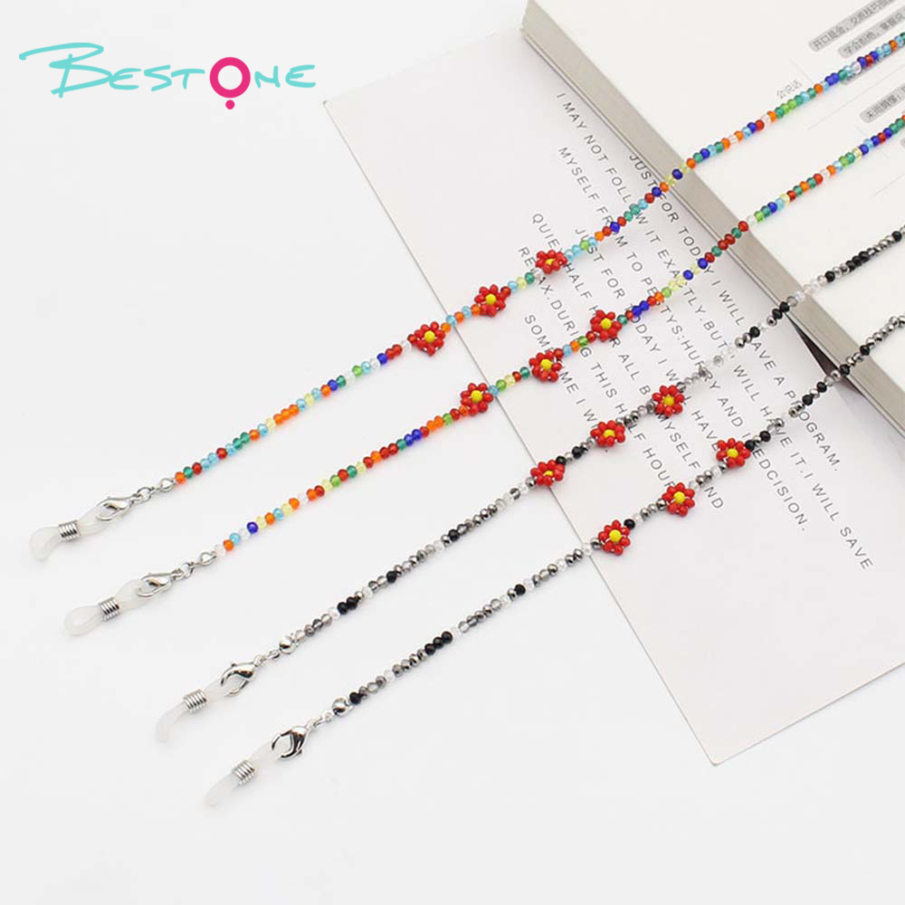 Handcrafted Beaded Eyeglass Chain with Floral Accents – 70cm – Mixed Color Styles Available