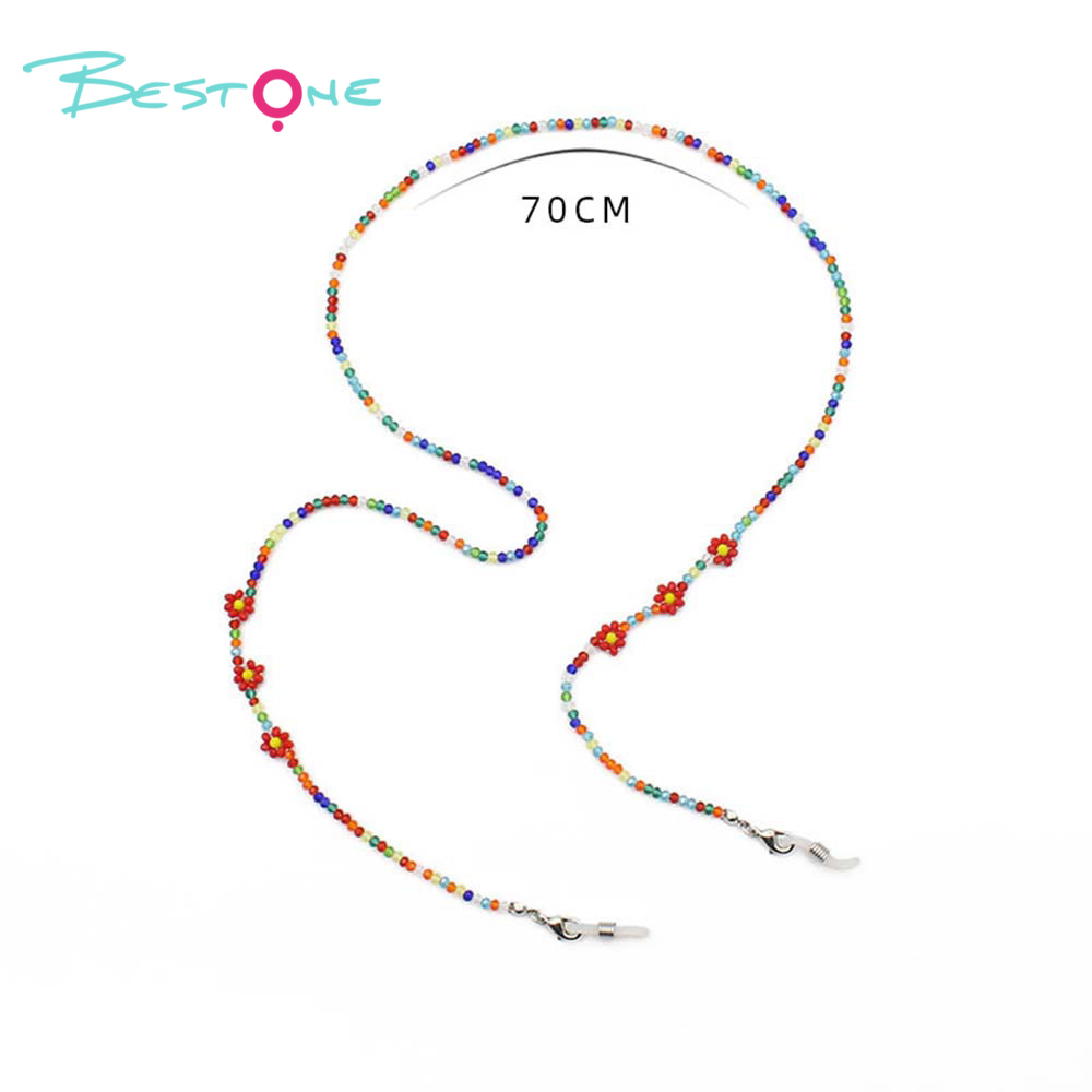 Handcrafted Beaded Eyeglass Chain with Floral Accents – 70cm – Mixed Color Styles Available
