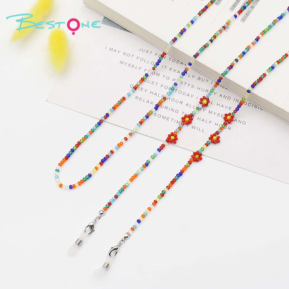 Handcrafted Beaded Eyeglass Chain with Floral Accents – 70cm – Mixed Color Styles Available