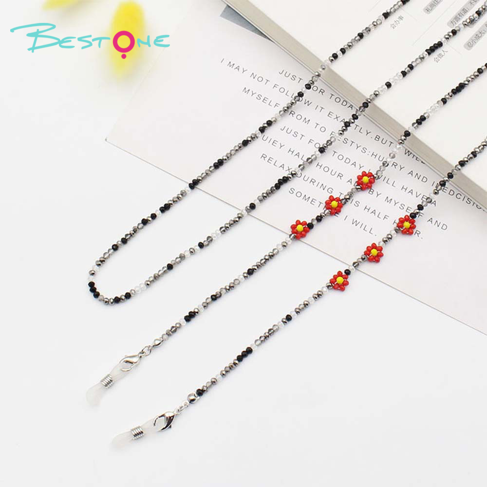 Handcrafted Beaded Eyeglass Chain with Floral Accents – 70cm – Mixed Color Styles Available