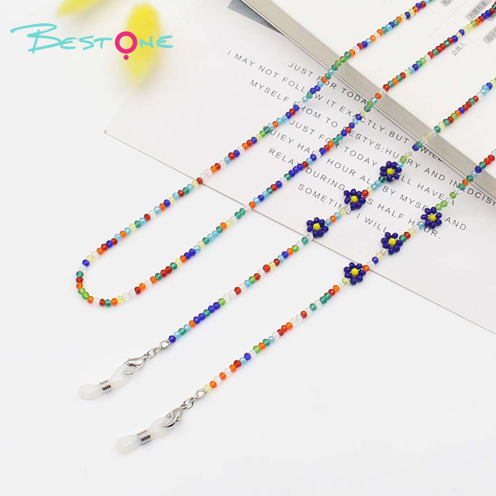 Handcrafted Beaded Eyeglass Chain with Floral Accents – 70cm – Mixed Color Styles Available