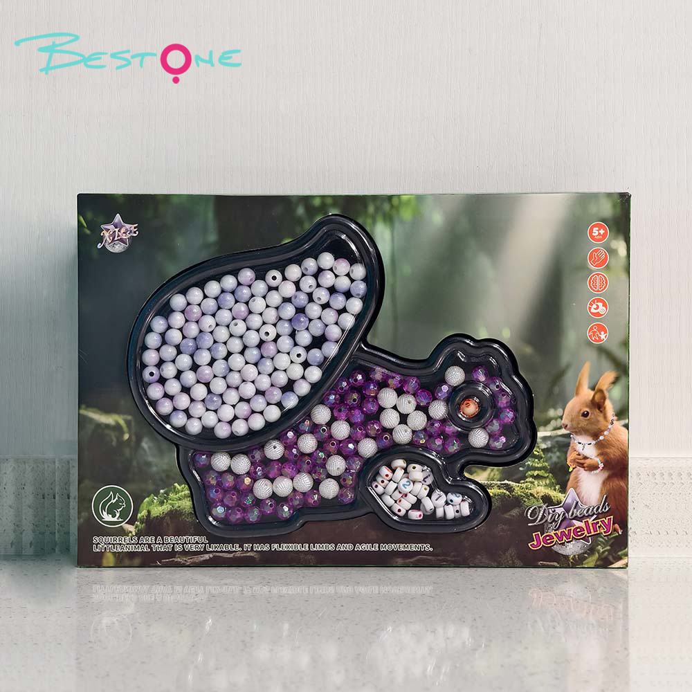 DIY Kids Bracelet Bead Kit – Acrylic – Animal Themes – 17×25cm Box