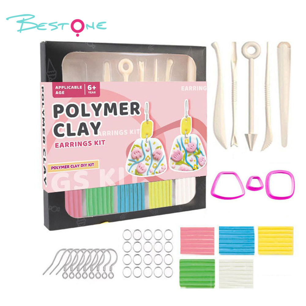 Polymer Clay DIY Earring Kit – Complete Set with Tools & Accessories – Black Box – 22.5×22.5×2.3cm