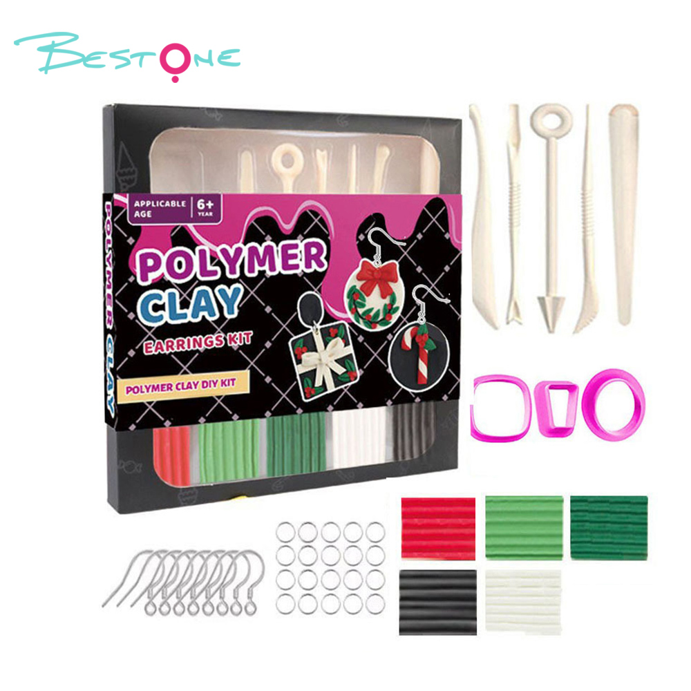 Polymer Clay DIY Earring Kit – Complete Set with Tools & Accessories – Black Box – 22.5×22.5×2.3cm
