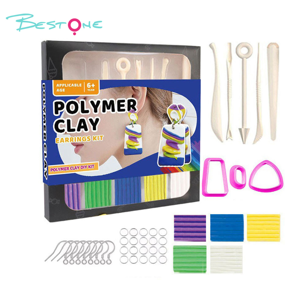Polymer Clay DIY Earring Kit – Complete Set with Tools & Accessories – Black Box – 22.5×22.5×2.3cm