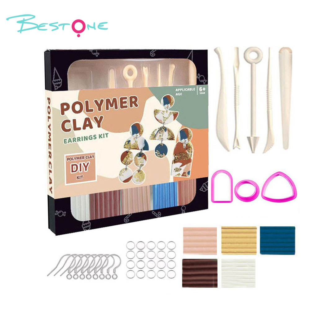 Polymer Clay DIY Earring Kit – Complete Set with Tools & Accessories – Black Box – 22.5×22.5×2.3cm