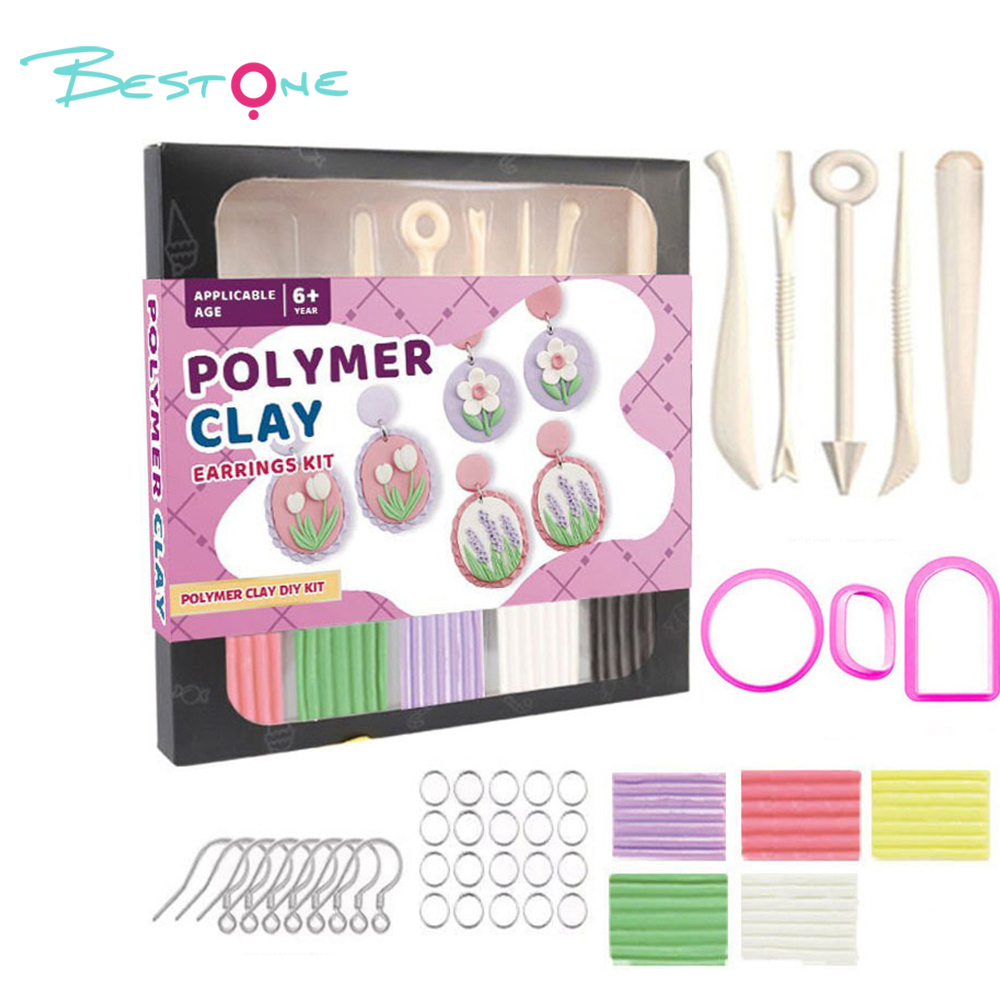 Polymer Clay DIY Earring Kit – Complete Set with Tools & Accessories – Black Box – 22.5×22.5×2.3cm