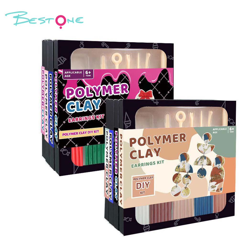 Polymer Clay DIY Earring Kit – Complete Set with Tools & Accessories – Black Box – 22.5×22.5×2.3cm