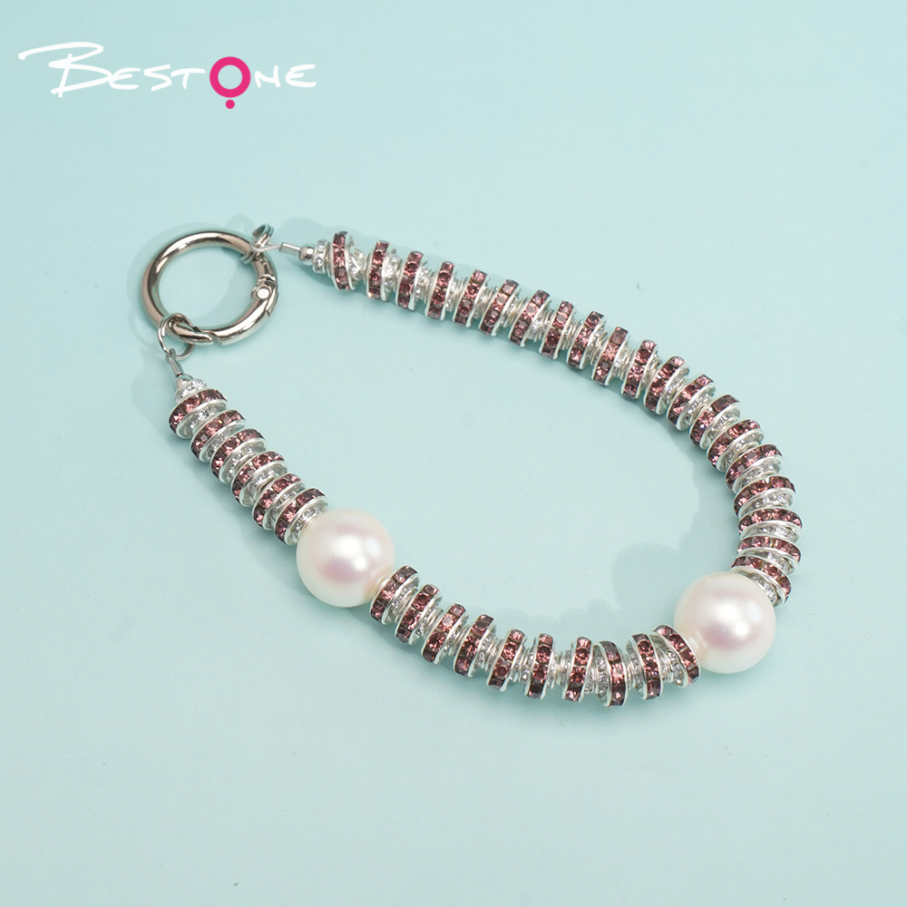 Short Phone Strap with Spring Ring Clasp - Black Rhinestone - 16mm Acrylic Beads - 28cm