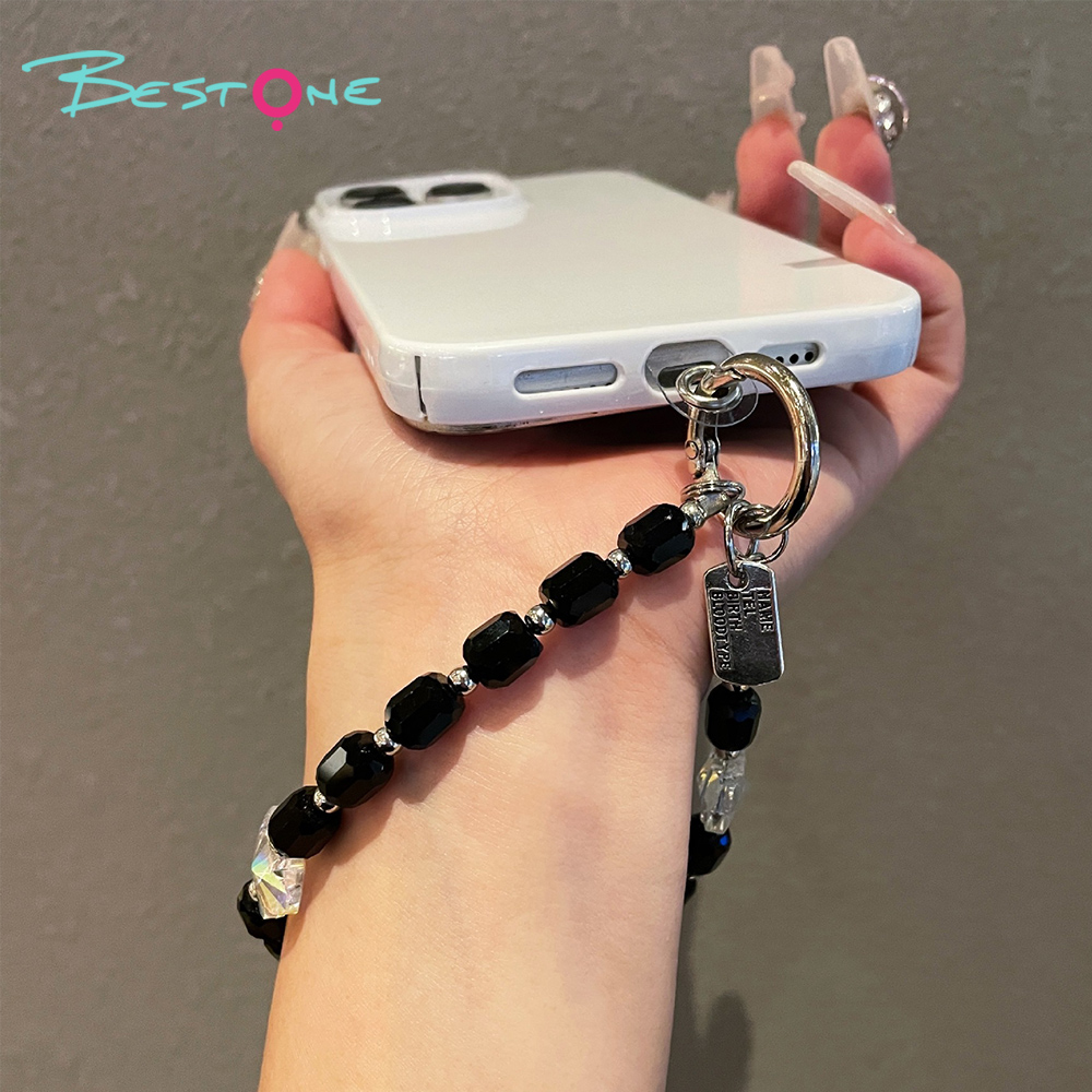 Crystal Beaded Phone Strap – Letter Tag & Butterfly Charm – 6 Color Variants – OEM Available