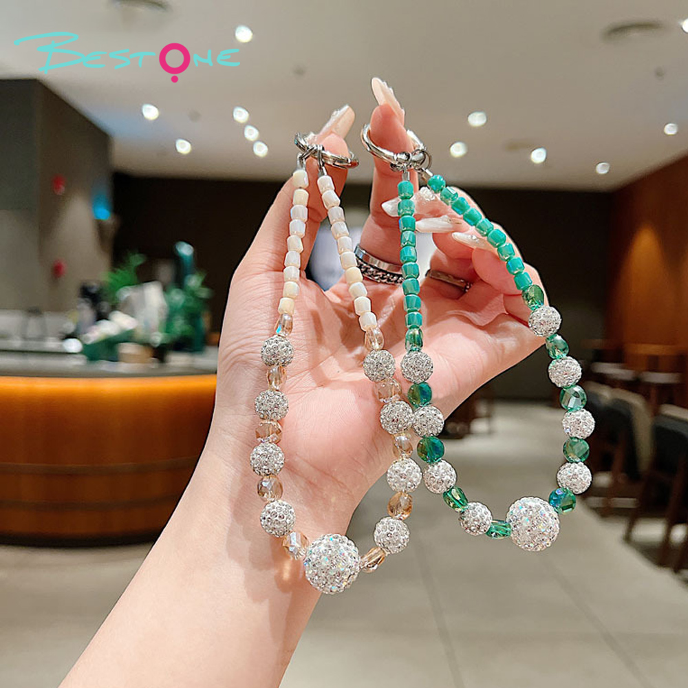 Mini Faceted Beaded Crystal Phone Strap – 5 Color Variants – Rhinestone Accent – OEM Available