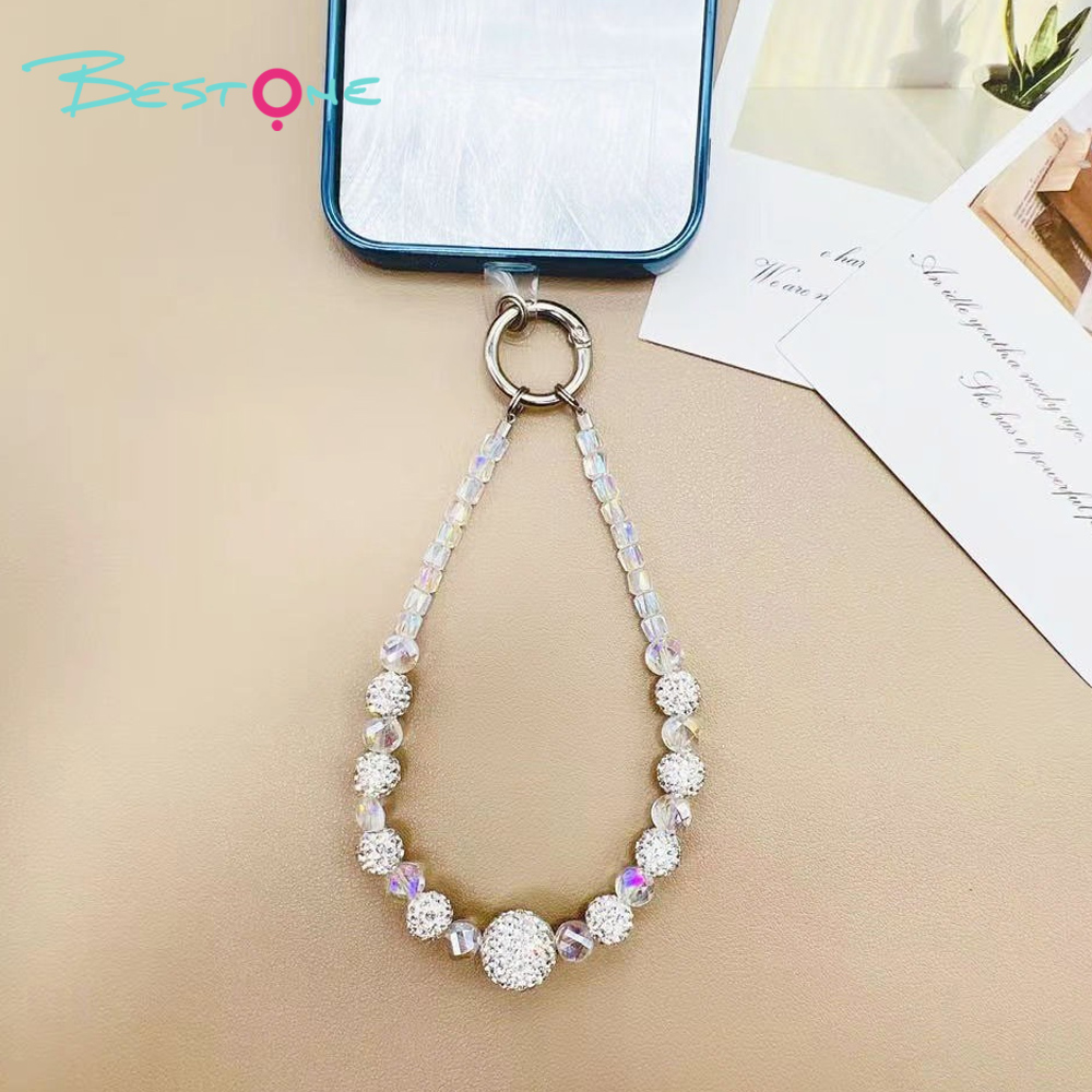 Mini Faceted Beaded Crystal Phone Strap – 5 Color Variants – Rhinestone Accent – OEM Available