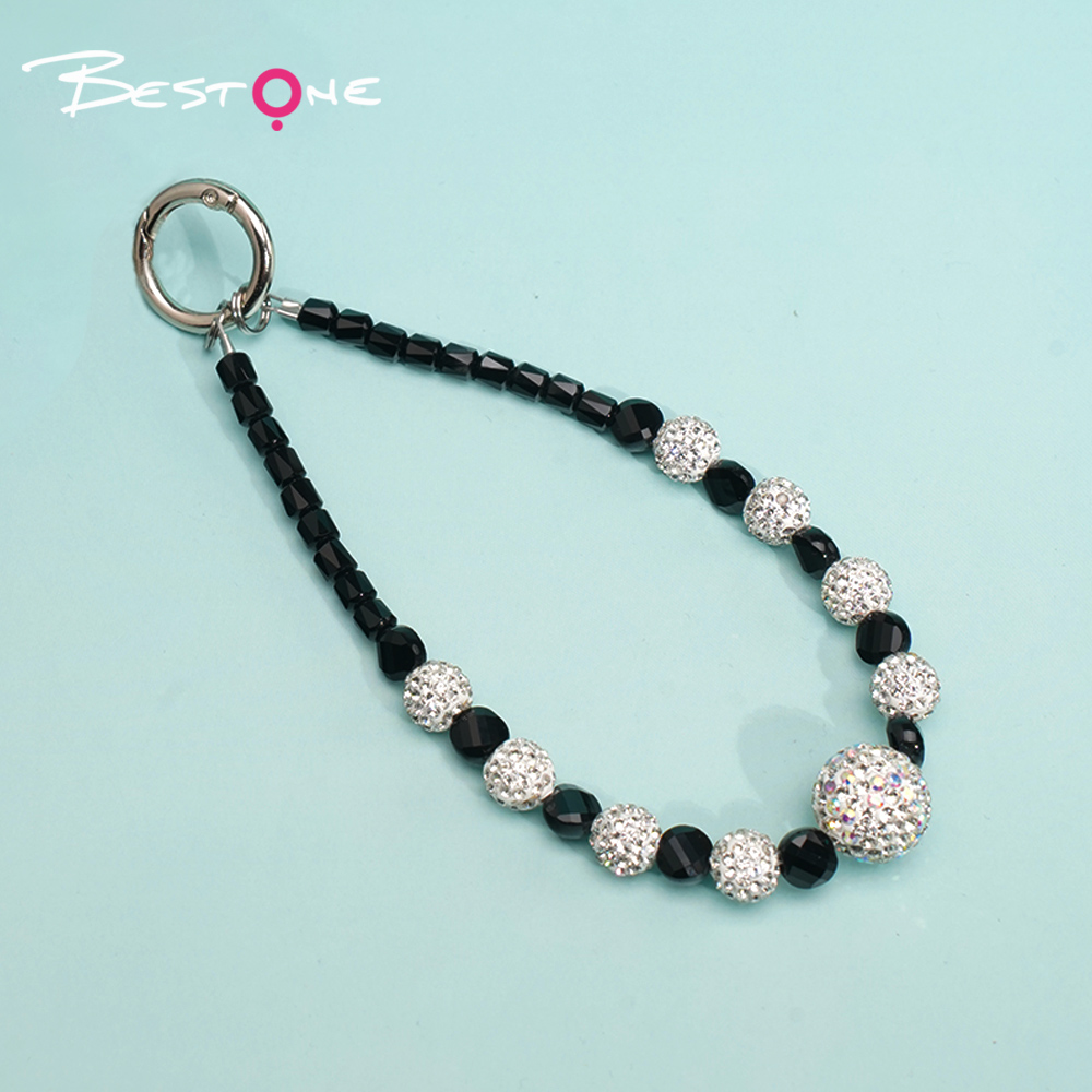 Mini Faceted Beaded Crystal Phone Strap – 5 Color Variants – Rhinestone Accent – OEM Available