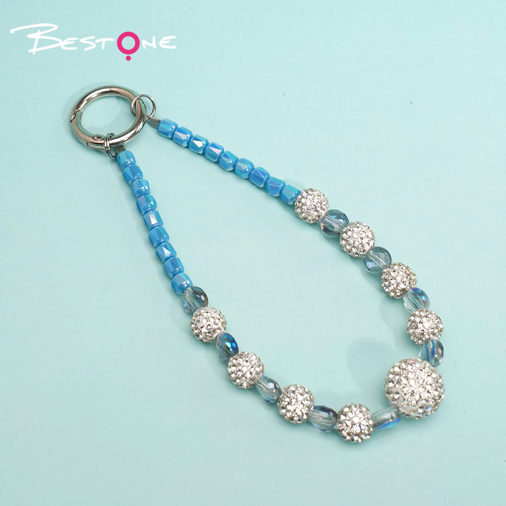 Mini Faceted Beaded Crystal Phone Strap – 5 Color Variants – Rhinestone Accent – OEM Available