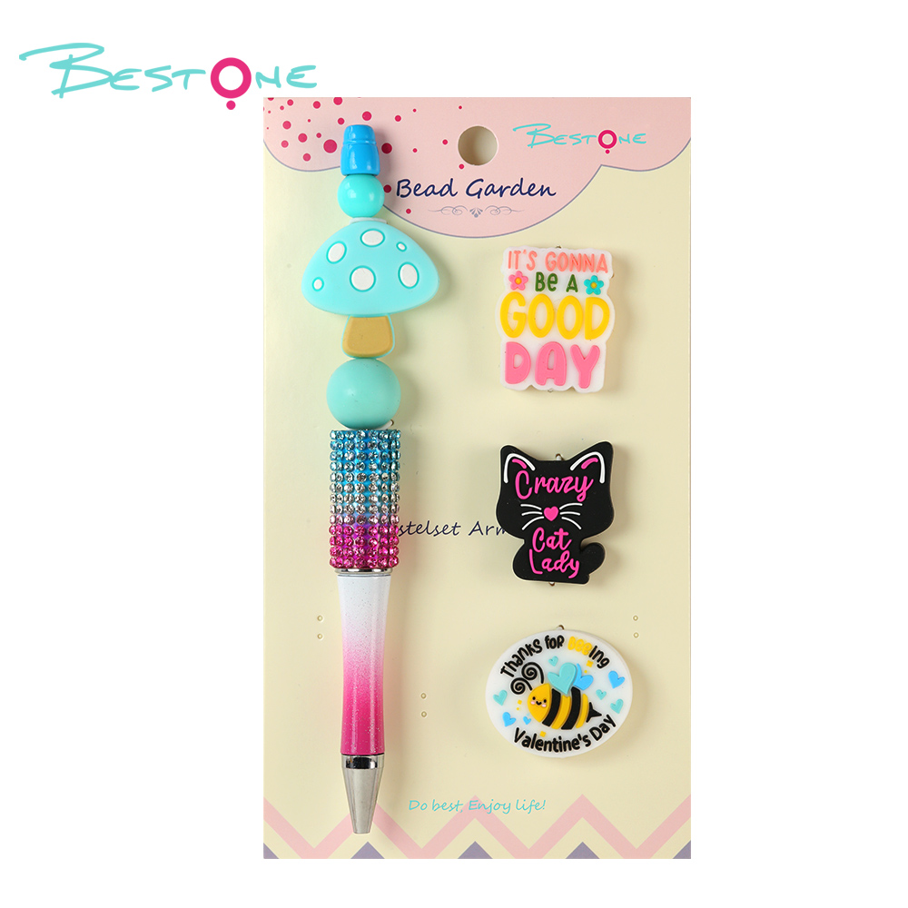 DIY Beaded Pen Kit – Mushroom & Butterfly Series – Silicone & Acrylic Beads