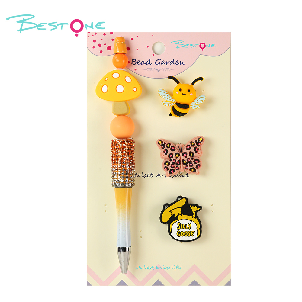 DIY Beaded Pen Kit – Mushroom & Butterfly Series – Silicone & Acrylic Beads