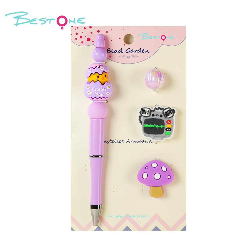 DIY Beaded Pen Kit – Chick, Mushroom & Heart Series – Silicone & Acrylic Beads