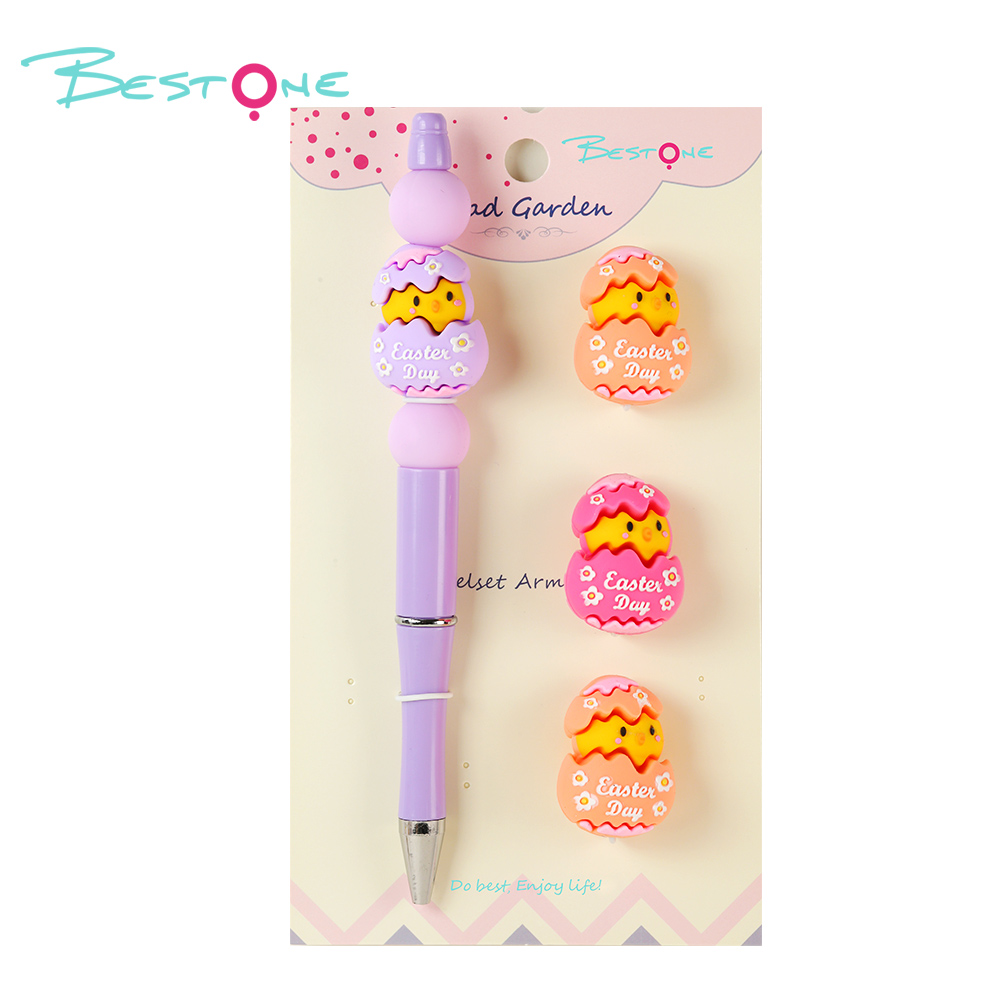 DIY Beaded Pen Kit – Chick, Mushroom & Heart Series – Silicone & Acrylic Beads