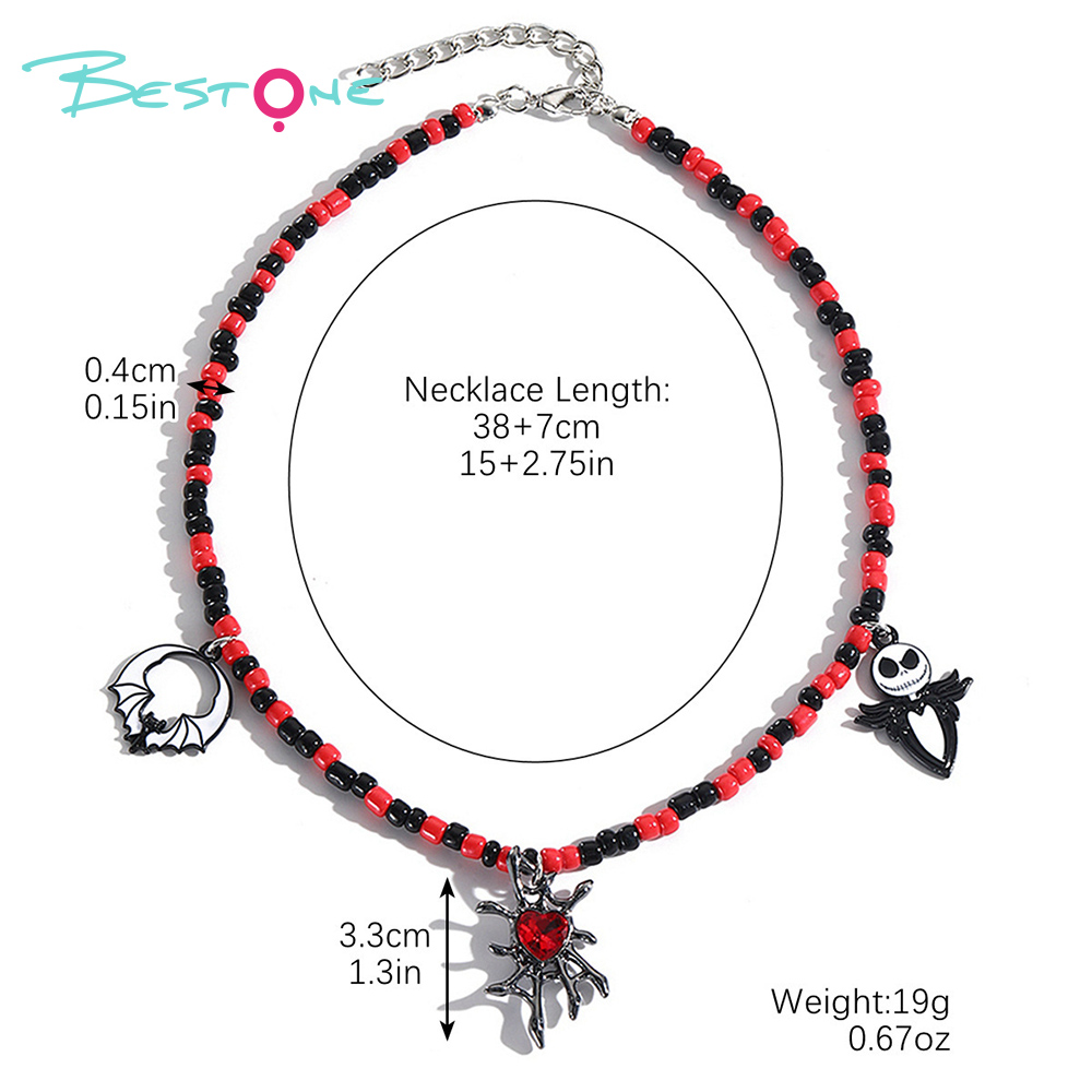 Halloween Beaded Pendant Necklaces – Spider, Pumpkin & Skull Themes – 37–38cm + Extender – OEM Available
