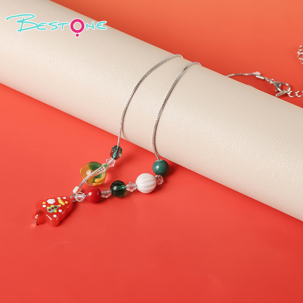 Christmas Charm Necklace Collection – 16″ Length – Mixed Bead + Hand-painted & Glass Pendants – OEM/ODM Available