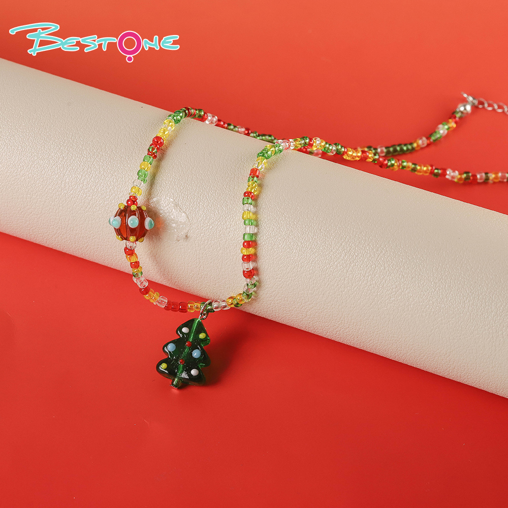 Christmas Charm Necklace Collection – 16″ Length – Mixed Bead + Hand-painted & Glass Pendants – OEM/ODM Available