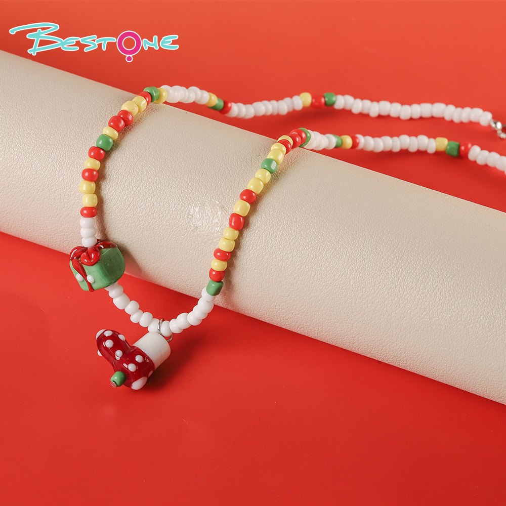 Christmas Charm Necklace Collection – 16″ Length – Mixed Bead + Hand-painted & Glass Pendants – OEM/ODM Available