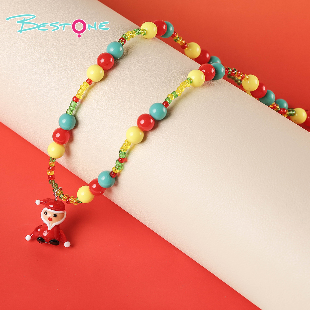 Christmas Charm Necklace Collection – 16″ Length – Mixed Bead + Hand-painted & Glass Pendants – OEM/ODM Available