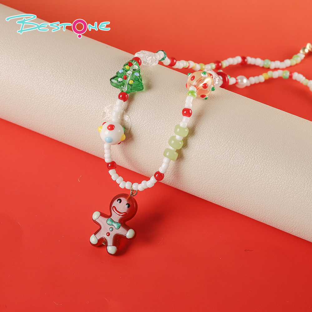 Christmas Charm Necklace Collection – 16″ Length – Mixed Bead + Hand-painted & Glass Pendants – OEM/ODM Available