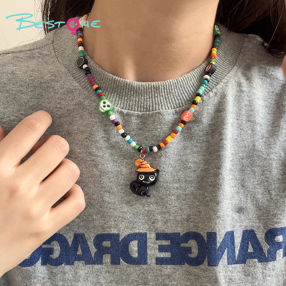 Halloween Beaded Necklaces & Bracelet – Colorful Resin Charms + Acrylic Skull Beads – 7g Lightweight – OEM Ready