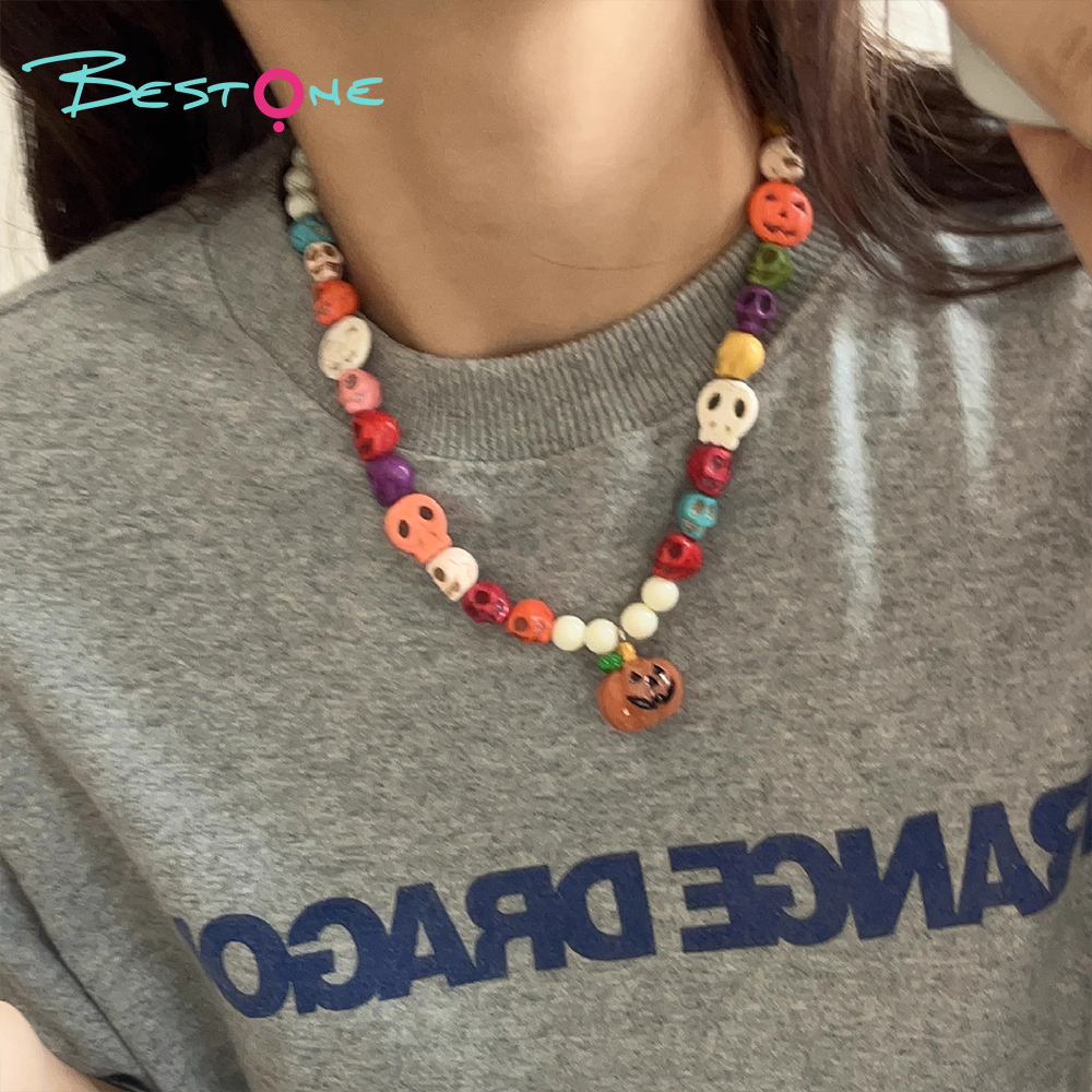 Halloween Beaded Necklaces & Bracelet – Colorful Resin Charms + Acrylic Skull Beads – 7g Lightweight – OEM Ready