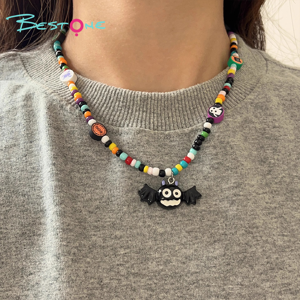 Halloween Beaded Necklaces & Bracelet – Colorful Resin Charms + Acrylic Skull Beads – 7g Lightweight – OEM Ready