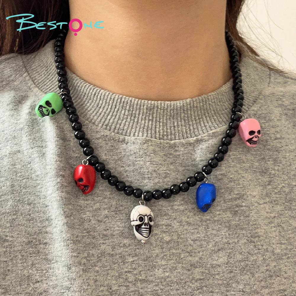 Halloween Beaded Necklaces & Bracelet – Colorful Resin Charms + Acrylic Skull Beads – 7g Lightweight – OEM Ready