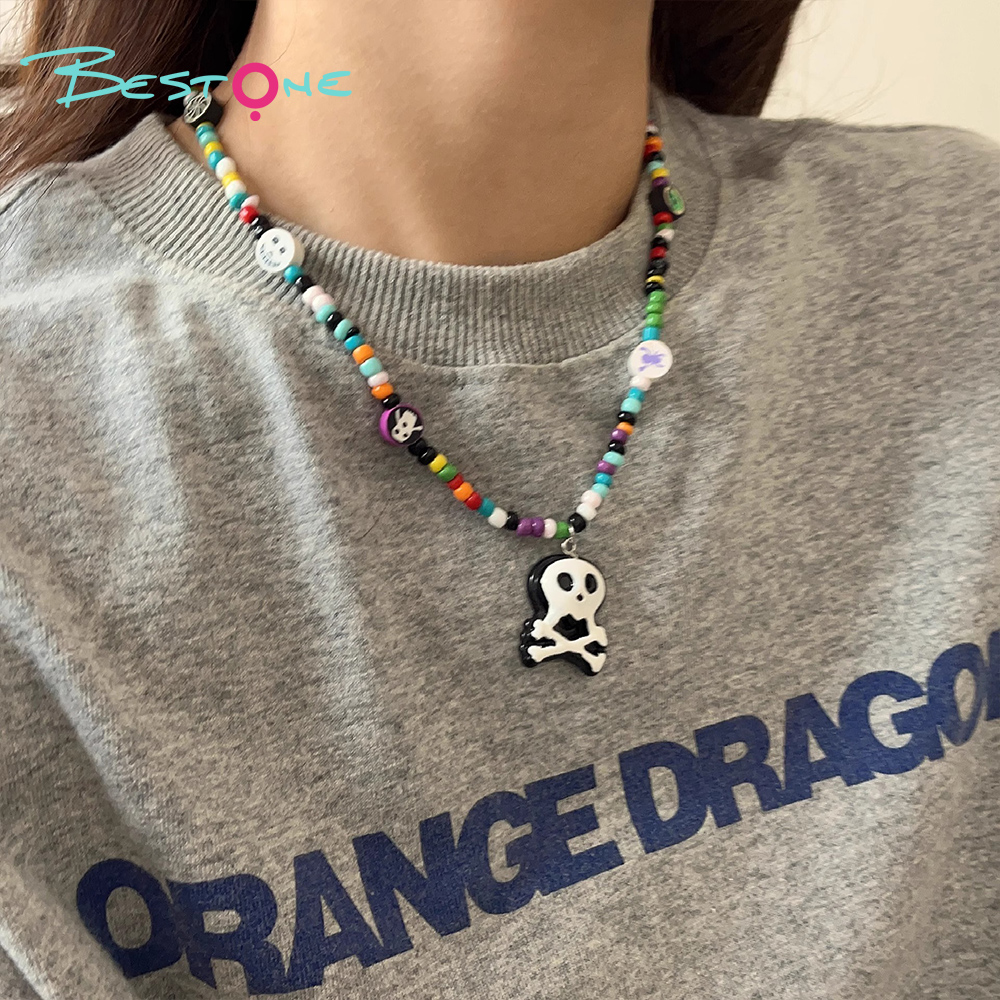 Halloween Beaded Necklaces & Bracelet – Colorful Resin Charms + Acrylic Skull Beads – 7g Lightweight – OEM Ready