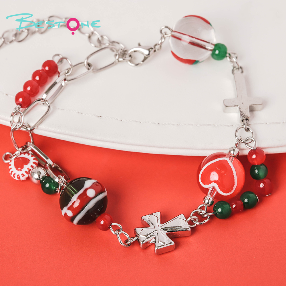 Christmas Themed Bracelets – Chain & Elastic Styles – Hand-painted Acrylic, Glass & Alloy Charms – OEM Ready