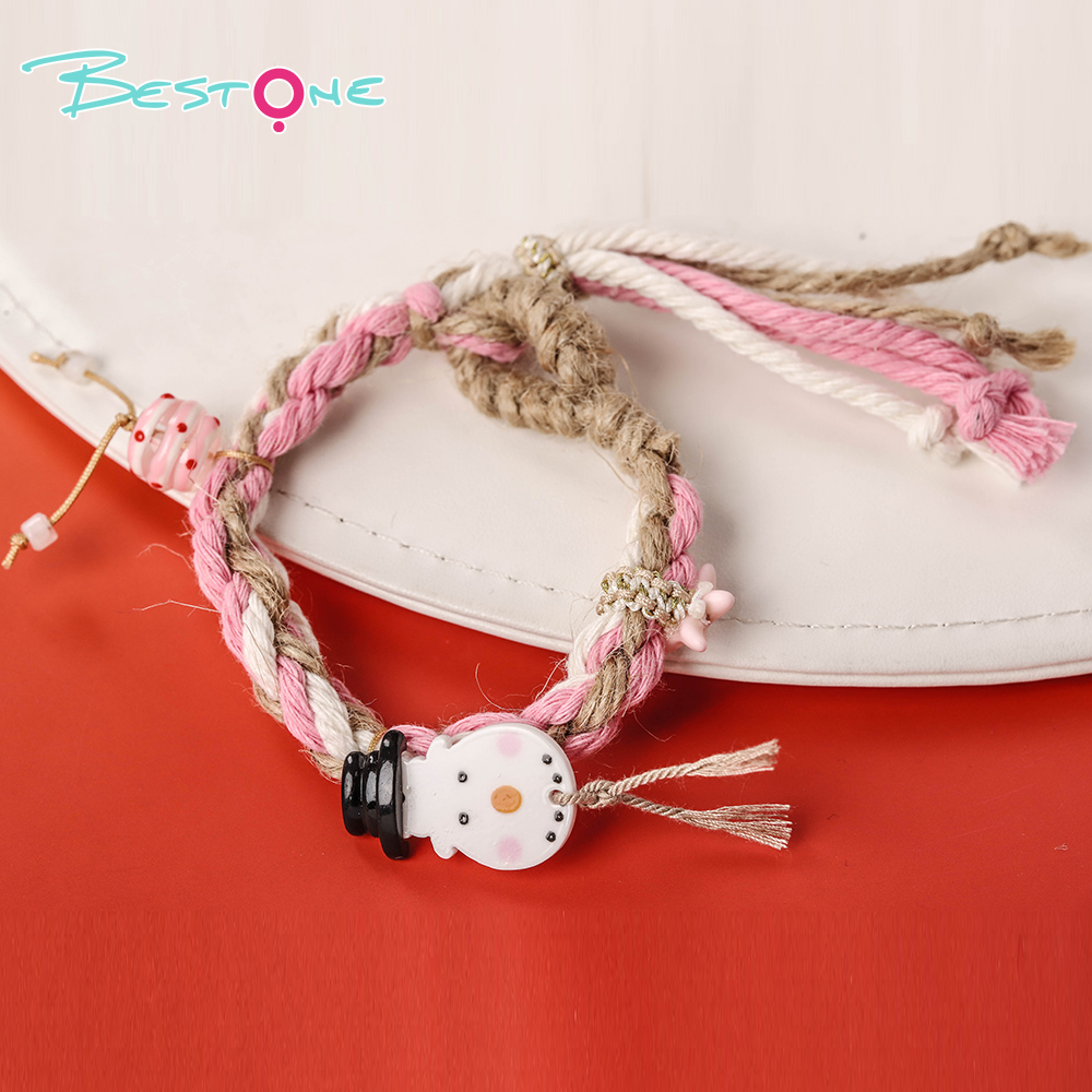 Christmas Woven Pull-Cord Bracelets – Handcrafted Cotton Rope – Acrylic & Mixed Charms – Adjustable Fit – 18cm