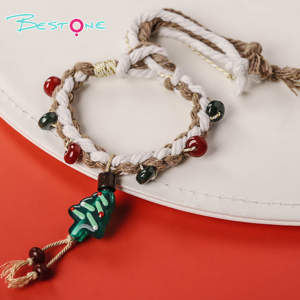 Christmas Woven Pull-Cord Bracelets – Handcrafted Cotton Rope – Acrylic & Mixed Charms – Adjustable Fit – 18cm