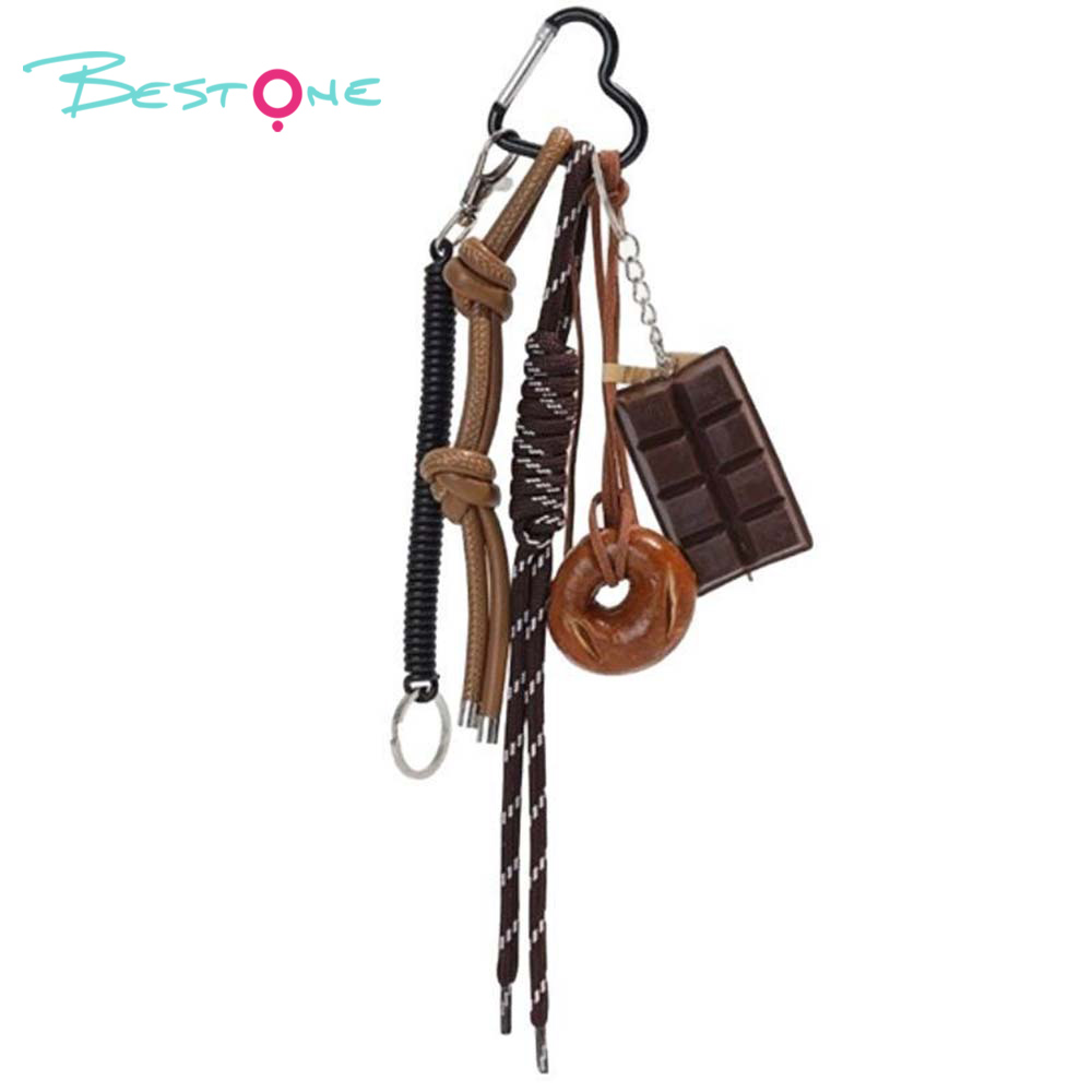 MIU Style Chip Keychain with Pearl Bow and Alloy Pendants – 8cm Bag Charm with Dice and Heart Pendant