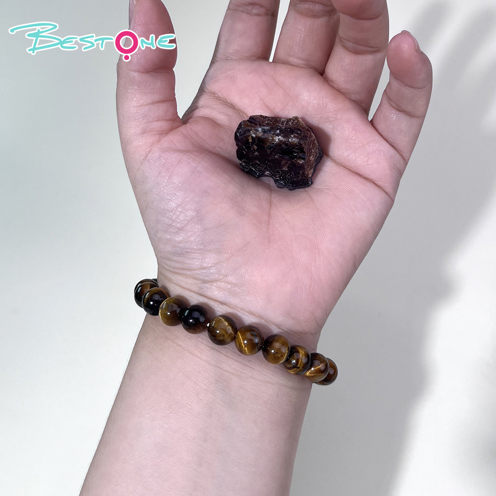 Crystal Bracelet and Raw Stone Gift Set – 8mm Gemstone Bead Bracelet with 25–35mm Natural Crystal