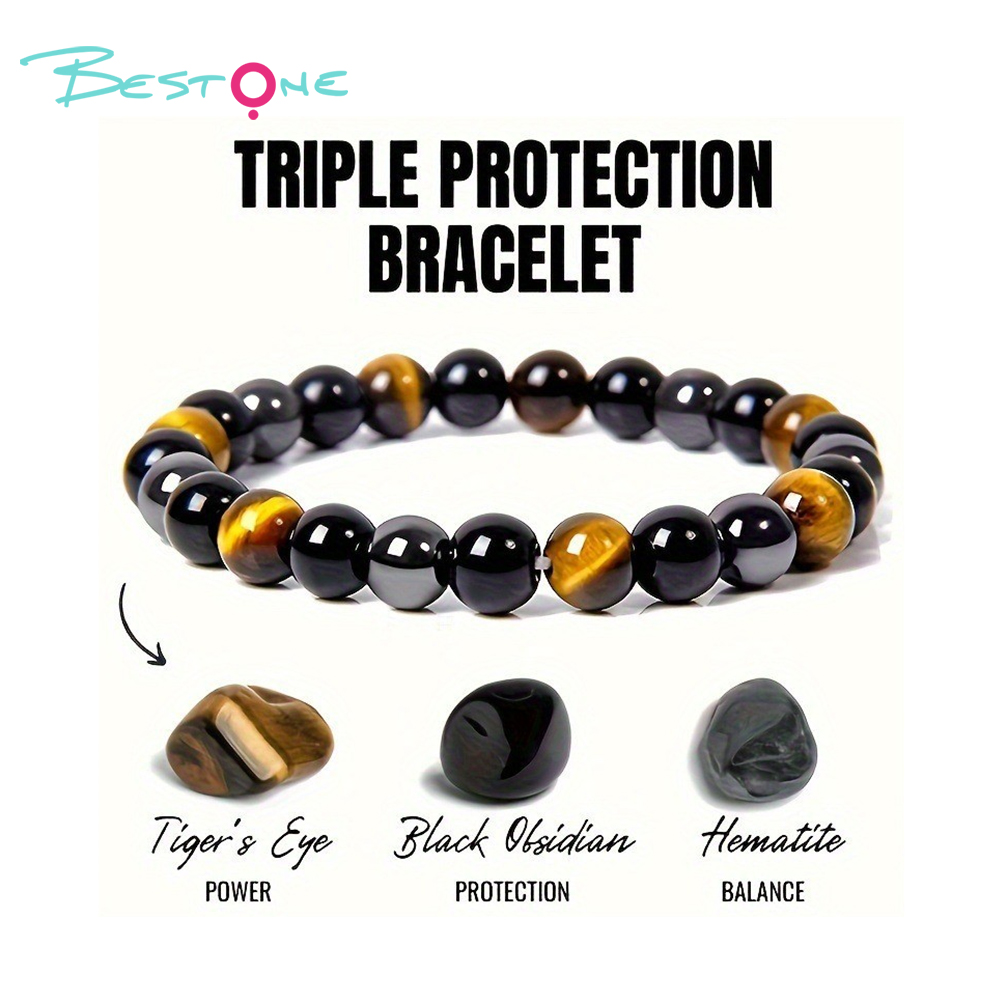 Mixed Beaded Bracelet with Natural Stone, Plastic & Iron Beads – 8mm Stretch Bracelet 18cm for Fashion Jewelry & Wholesale Gifts